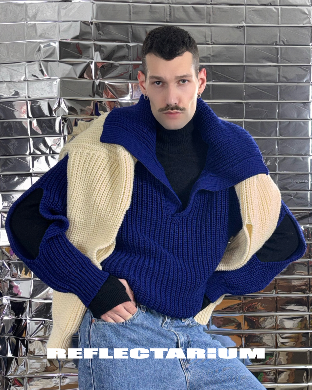 MAXI POLO IN LANA MERINO - COBALTO