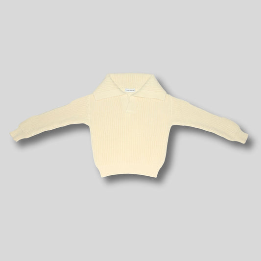 MAXI POLO IN LANA MERINO - ECRU'