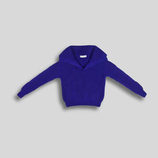 MAXI POLO IN LANA MERINO - COBALTO